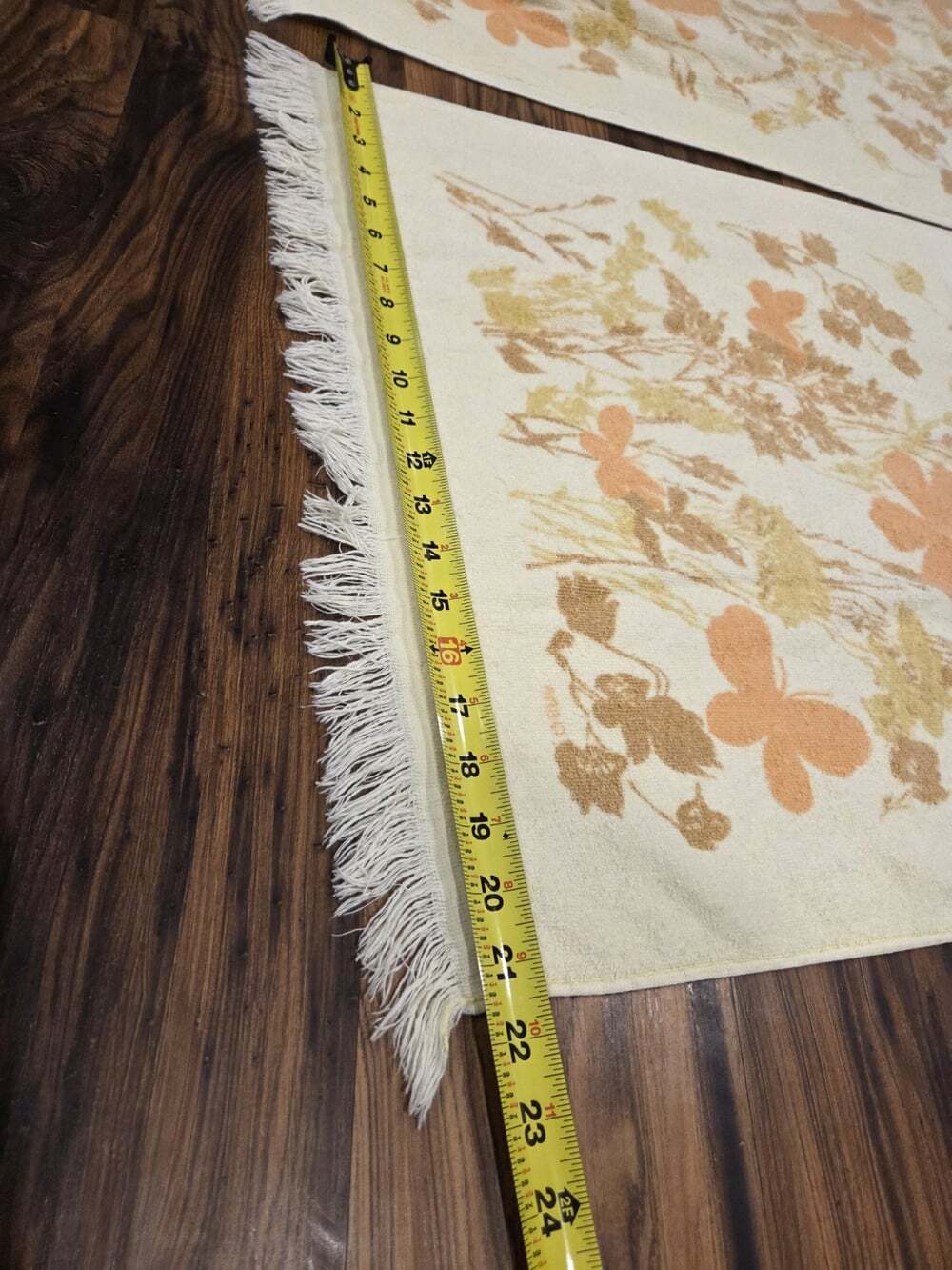 Vintage Cannon Towel Set 3 Piece Retro Floral Butterfly Fringe Yellow Orange - Picture 10 of 13